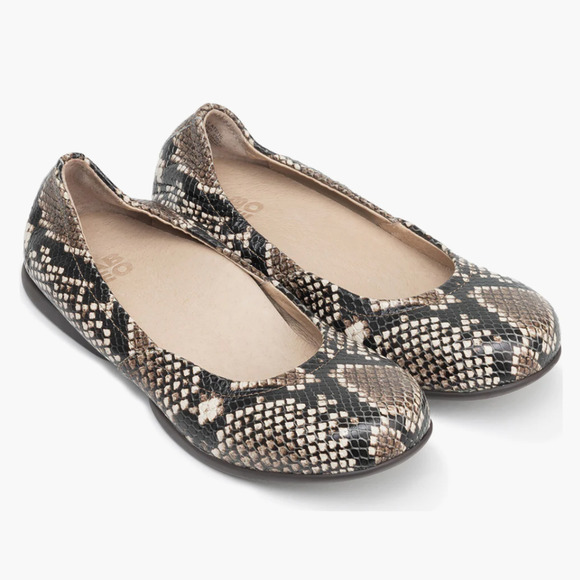 Abeo Shoes - ABEO Tilly Slip-On Ballet Flat Leather Tan Snake Metatarsal Insole Size 8.5 NEW